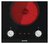 A close-up view of a black electric stovetop with a red heating element and two control knobs. Produktbild-Vorschau