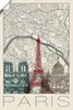 ARTland Poster Retro Karte Paris Frankreich und Skyline Produktbild-Vorschau 1