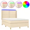 vidaXL Boxspringbett mit Matratze & LED Creme 140x200 cm Produktbild-Vorschau 1
