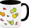 Kaffeebecher Schwarz in weiß zum Thema Obst mit Produktbild-Vorschau 1