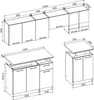 Technical drawing of kitchen cabinets with dimensions. Náhľad obrázku produktu