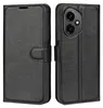 A black leather flip case for a smartphone is shown from two angles. Produktbild-Vorschau