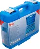 A blue plastic tool case containing a set of socket wrenches. Produktbild-Vorschau