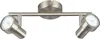 A close-up studio shot of a silver LED ceiling light with two adjustable spotlights. Produktbild-Vorschau
