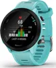 A close-up of a turquoise Garmin Forerunner 55 smartwatch displaying heart rate data. Podgląd zdjęcia produktu