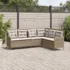 vidaXL Gartensofa in L-Form mit Kissen Beige Poly Rattan Produktbild-Vorschau 3