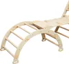 A wooden climbing structure for children, consisting of a climbing arch and a flat platform with climbing grips. Náhľad obrázku produktu