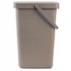 A brown plastic trash can with a gray handle and lid, shown from the front against a white background. Produktbild-Vorschau