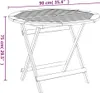 A line drawing of a round folding garden table with dimensions indicated. Podgląd zdjęcia produktu