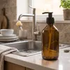 2er Set Seifenspender Braunglas 250ml, wiederbefüllbare Produktbild-Vorschau 7