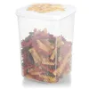 A clear plastic food storage container filled with tri-color fusilli pasta, with a white lid featuring a subtle pasta graphic. Produktbild-Vorschau