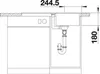 A technical drawing of a kitchen sink and dishwasher unit with dimensions indicated. Produktbild-Vorschau