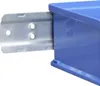 A close-up view of a blue plastic storage bin attached to a metal rail. Produktbild-Vorschau
