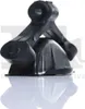 A black automotive exhaust hanger is shown in a studio setting with a white background and reflection. Produktbild-Vorschau