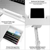 A collage of four close-up images showcasing features of a laptop table. Produktbild-Vorschau