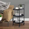 Zwarte serveerwagen met 3 niveaus, 78 cm, van metaal, voor Productafbeelding-voorbeeld 4