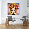 Frida buntes Portrait mit Blumen Pop Art Leinwandbild Produktbild-Vorschau 2