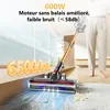 A person is using a cordless vacuum cleaner indoors. Voir les images du produit