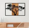 A metal wall art of an acacia tree is displayed on a white wall above a wooden cabinet. Anteprima dell’immagine prodotto