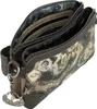 A close-up, angled view of an open crossbody bag with a floral and abstract print. Anteprima dell’immagine prodotto