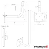 PremiumX 30cm Wandhalter 120cm Mast Ø 38mm Stahl Wand Produktbild-Vorschau 3