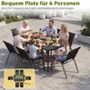 Stół ogrodowy COSTWAY z metalu dla 6 osób, 160 x 90 cm, Podgląd zdjęcia produktu 4