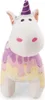 A plush toy unicorn with a rainbow-like drip pattern on its body. Produktbild-Vorschau
