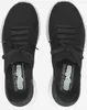 A top-down view of a pair of black Skechers slip-on sneakers. Produktbild-Vorschau