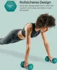 A woman is performing a plank exercise with dumbbells. Produktbild-Vorschau