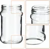 Collage of close-up shots of a clear glass jar, highlighting its rim, body, and base. Anteprima dell’immagine prodotto