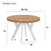 Runder Ausziehbarer Tisch für Esszimmer, PERO, Loft-Stil, Produktbild-Vorschau 6