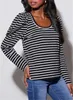 ASKSA Damen T-Shirt Rundhals Langarmshirt Puffaermel Produktbild-Vorschau 2