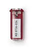 A single red key tag with a white label is shown against a white background. Produktbild-Vorschau