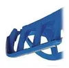 A close-up, angled view of a blue plastic sled with metal runners. Anteprima dell’immagine prodotto