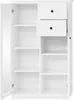 An open white cabinet with shelves and drawers. Produktbild-Vorschau
