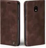 Two views of a brown leather flip phone case for a Samsung Galaxy J3 2017. Produktbild-Vorschau