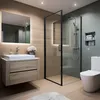 A modern bathroom with a shower cabin, vanity, and toilet. Anteprima dell’immagine prodotto