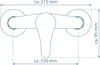 A diagram showing the dimensions of a shower faucet. Náhled obrázku produktu