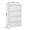 A white chest of drawers with dimensions indicated by measurement lines and text. Produktbild-Vorschau