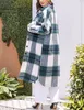 ASKSA Damen Kariertes Lange Hemdjacke Taschen Knöpfen Produktbild-Vorschau 3