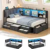 AODEMOKO Jugendbett mit LED, Ladestation, 7 Schubladen, Produktbild-Vorschau 10