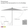 anndora Sonnenschirm 2x2 m knickbar UV-Schutz UPF 50 Produktbild-Vorschau 3