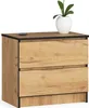 A wooden nightstand with two drawers and a plant in a white pot on top. Produktbild-Vorschau