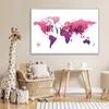 MuchoWow® Poster Weltkarte - Rosa - Kompass 120x80 cm - Produktbild-Vorschau 7