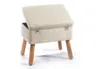 A cream-colored storage ottoman with wooden legs, shown on a white background with the lid slightly ajar. Náhled obrázku produktu