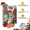 An advent calendar for cats with snacks, featuring a cat wearing a Santa hat and a man's portrait. Produktbild-Vorschau