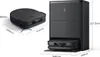 A robot vacuum cleaner and its docking station are shown with dimensions indicated. Produktbild-Vorschau