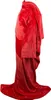 A red fleece blanket with sleeves, shown from the side. Náhled obrázku produktu