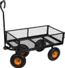 A black metal garden wagon with orange wheels is shown against a white background. Produktbild-Vorschau
