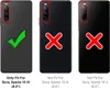Three phone back covers are shown, with one marked as a correct fit and two as incorrect fits for specific phone models. Produktbild-Vorschau